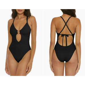 Becca Swim Coast Cutout One Piece Swimsuit Black Gold Size Large NEW with tags!